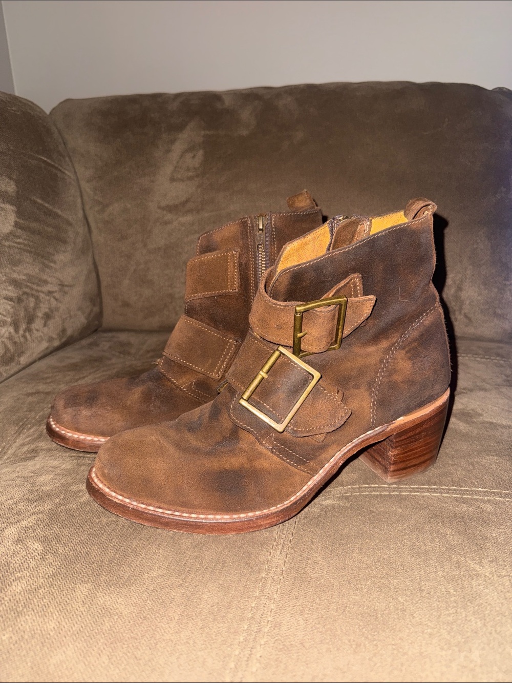 Frye suede boots booties